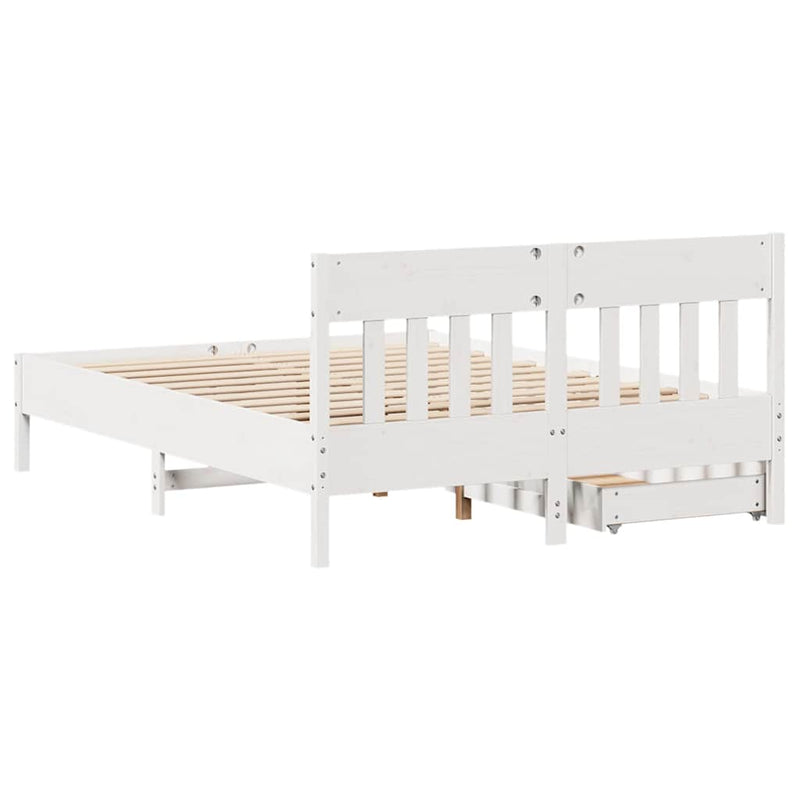Bed Frame without Mattress White 140x190 cm Solid Wood Pine