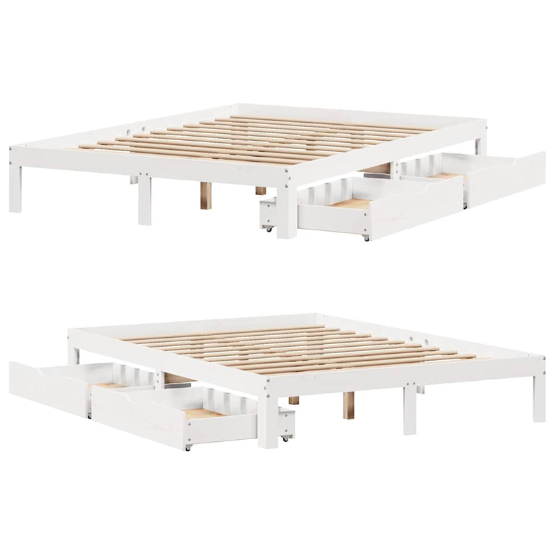 Bed Frame with Drawers without Mattress White 160x200 cm