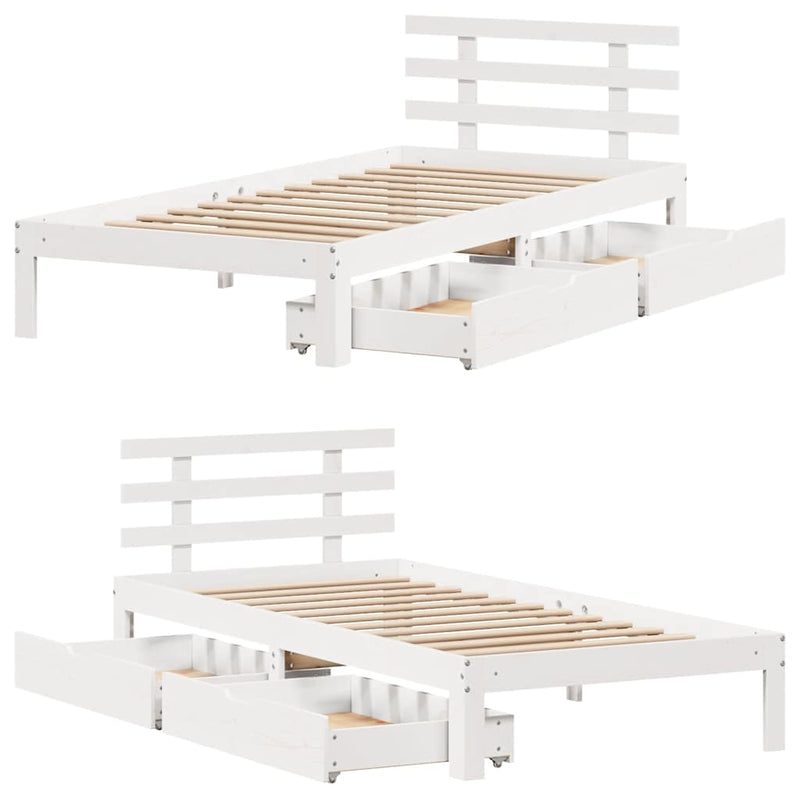 Bed Frame with Drawers without Mattress White90x200 cm