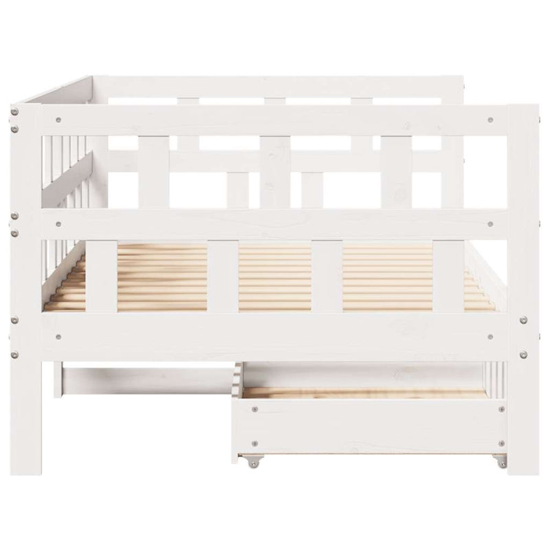 Daybed with Drawers without Mattress White 90x200 cm Solid Wood