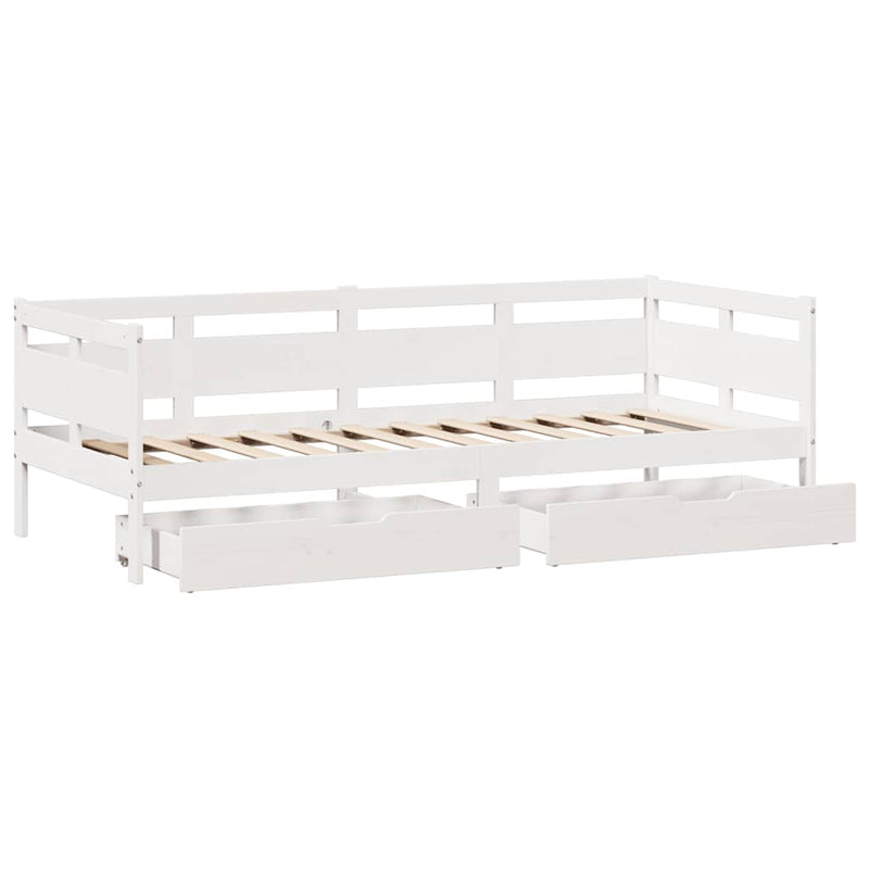 Daybed with Drawers without Mattress White 90x200 cm Solid Wood