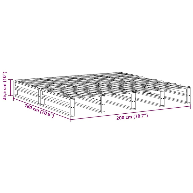Bed Frame without Mattress Wax Brown 180x200 cm Super King Solid Wood Pine