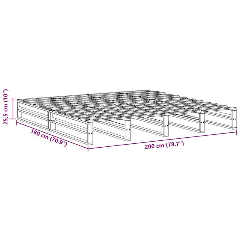 Bed Frame without Mattress Wax Brown 200x200 cm Solid Wood Pine
