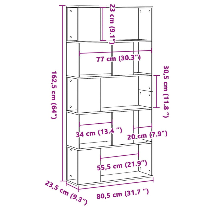 Modern Wooden 5-Tier Open Bookcase Book Storage Cabinet Unit Shelving Wood