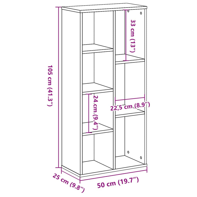Bookcase Smoked Oak 50x25x105 cm Engineered Wood