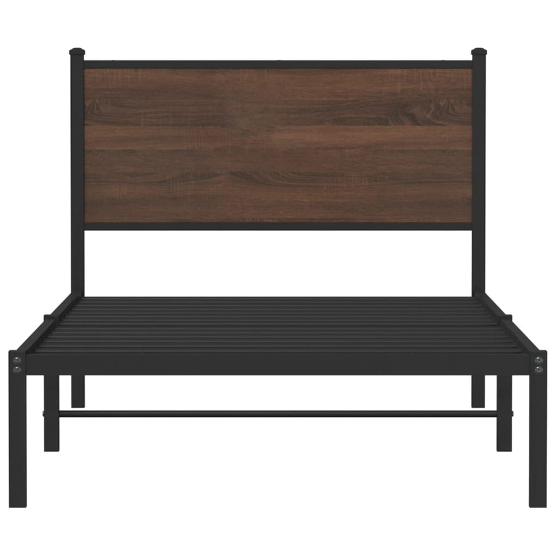 Metal Bed Frame without Mattress Brown Oak 100x200 cm