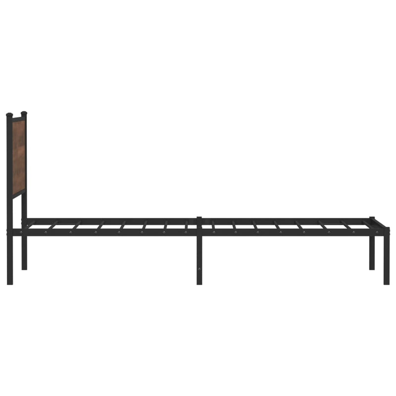Metal Bed Frame without Mattress Brown Oak 100x200 cm