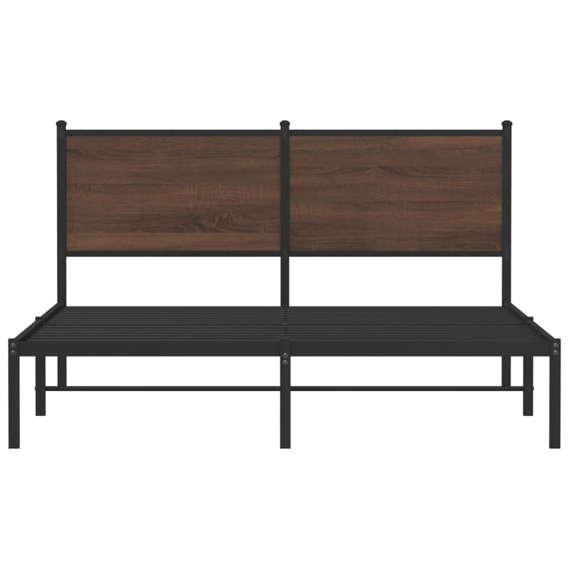 Metal Bed Frame without Mattress Brown Oak 140x200 cm