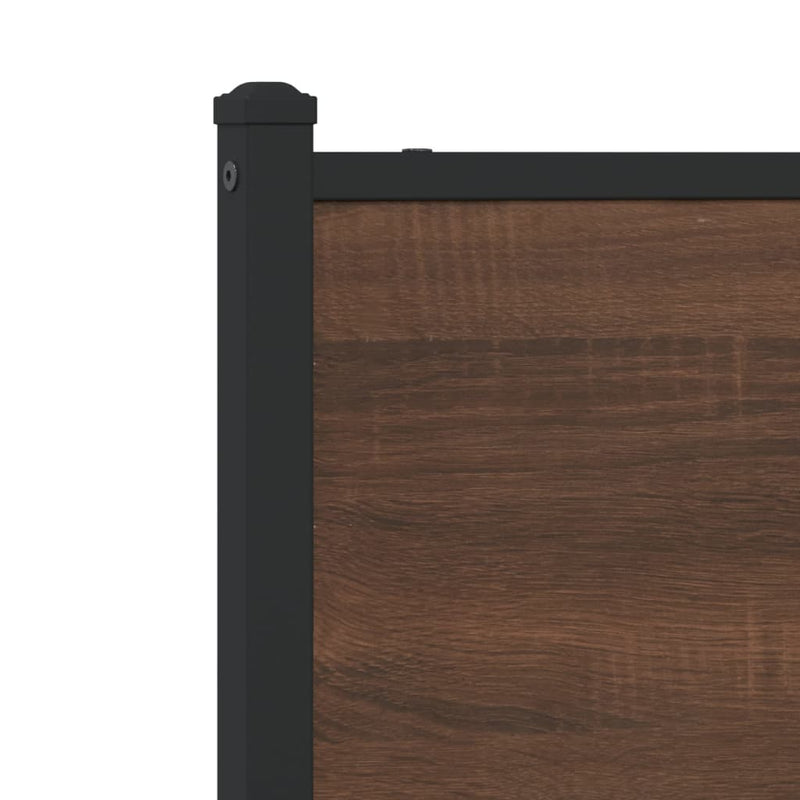 Metal Bed Frame without Mattress Brown Oak 140x200 cm