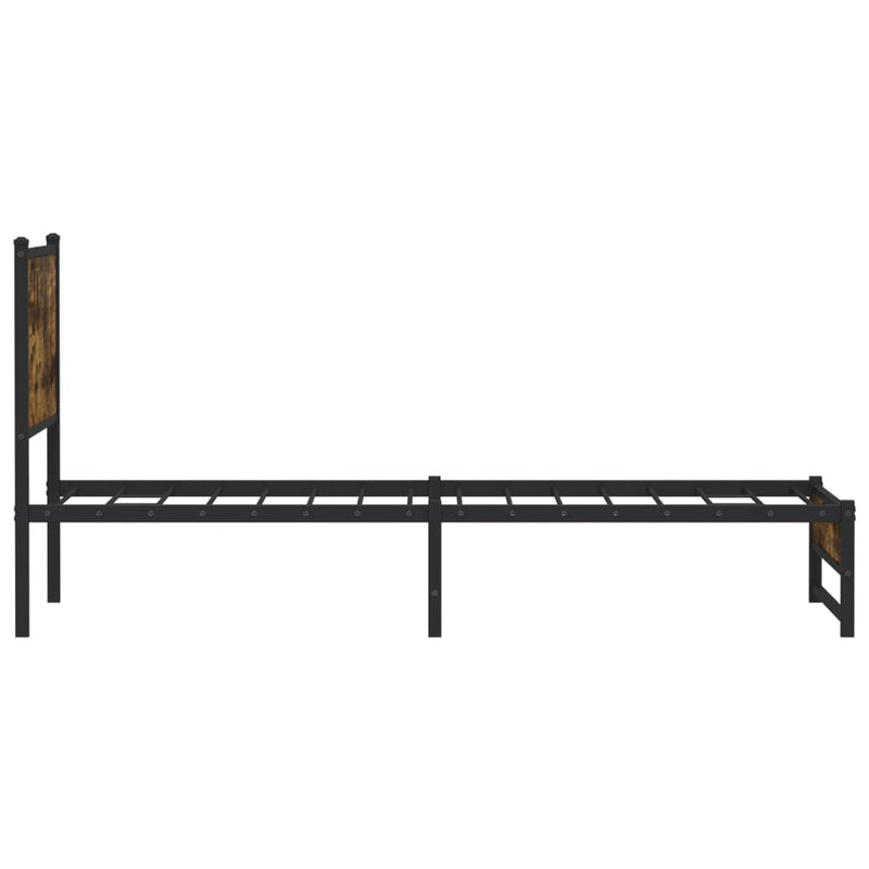 Metal Bed Frame without Mattress Smoked Oak 100x200 cm