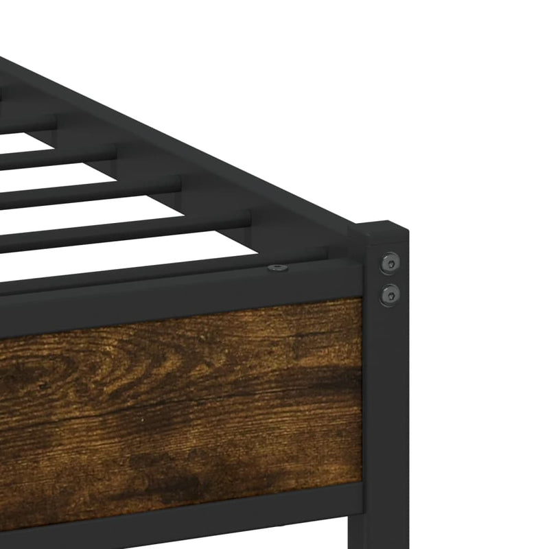 Metal Bed Frame without Mattress Smoked Oak 100x200 cm