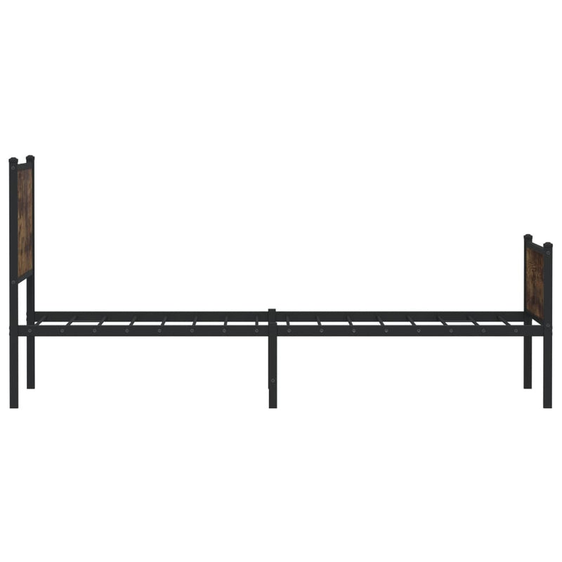 Metal Bed Frame without Mattress Smoked Oak 75x190 cm Small Single