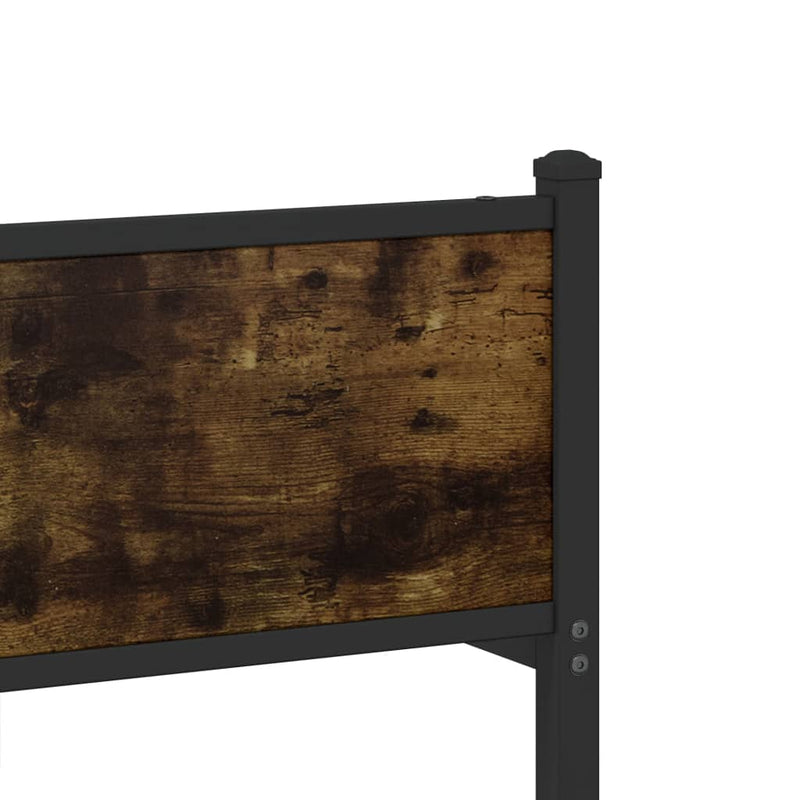 Metal Bed Frame without Mattress Smoked Oak 75x190 cm Small Single