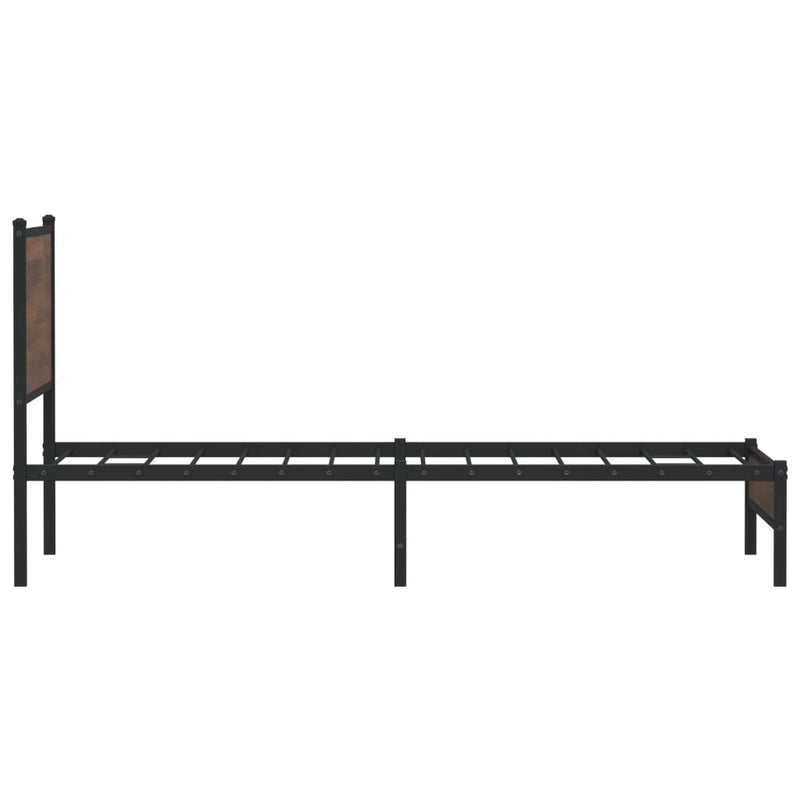 Metal Bed Frame without Mattress Brown Oak 107x203 cm