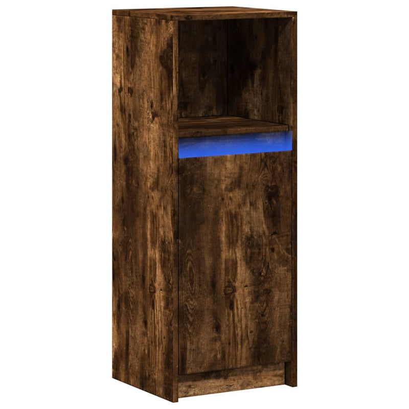 Sideboard with LED Smoked Oak 38x34x100 cm Engineered Wood