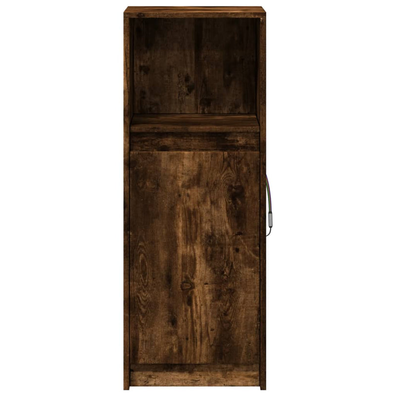 Sideboard with LED Smoked Oak 38x34x100 cm Engineered Wood