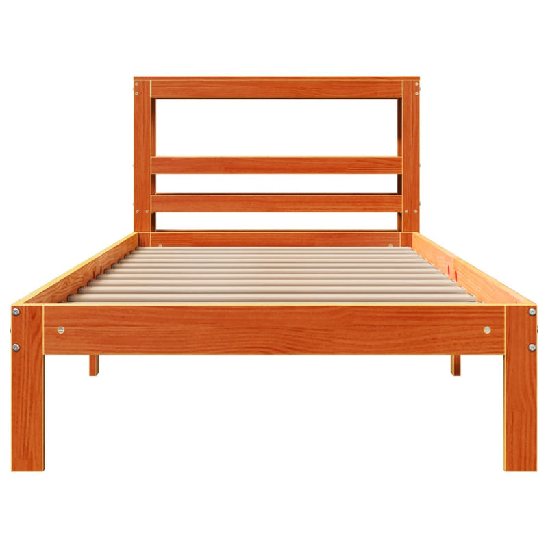 Bed Frame without Mattress Wax Brown 100x200 cm Solid Wood Pine