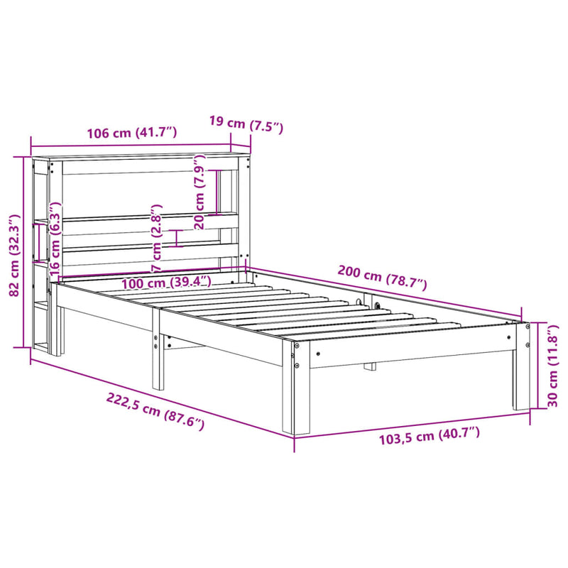 Bed Frame without Mattress Wax Brown 100x200 cm Solid Wood Pine