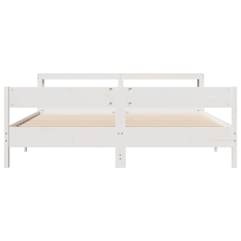 Bed Frame without Mattress White 200x200 cm Solid Wood Pine
