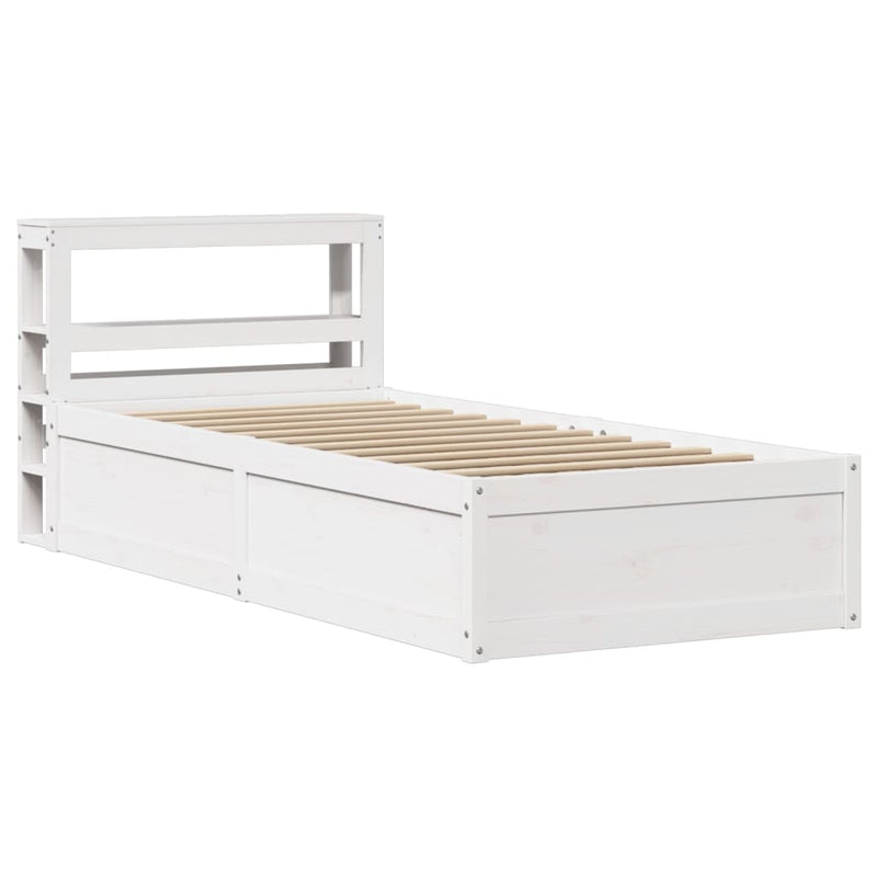 Bed Frame with Headboard White 75x190 cm Small Single Solid Wood Pine