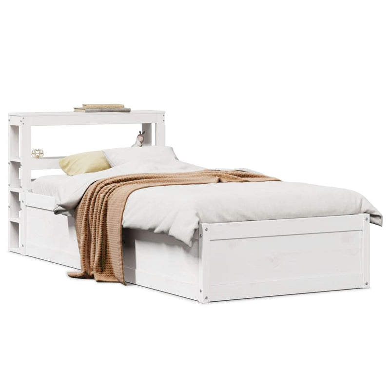 Bed Frame with Headboard White 75x190 cm Small Single Solid Wood Pine