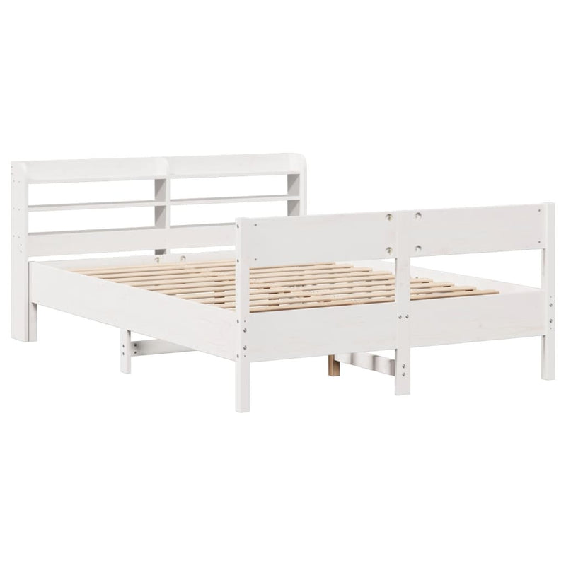 Bed Frame without Mattress White 150x200 cm King Size Solid Wood Pine