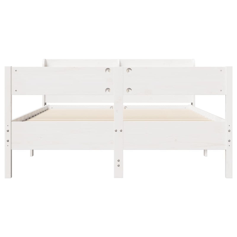Bed Frame without Mattress White 150x200 cm King Size Solid Wood Pine