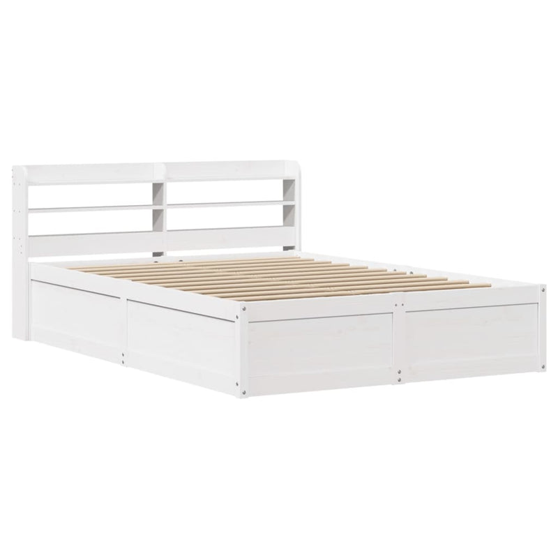 Bed Frame with Headboard White 140x190 cm Solid Wood Pine