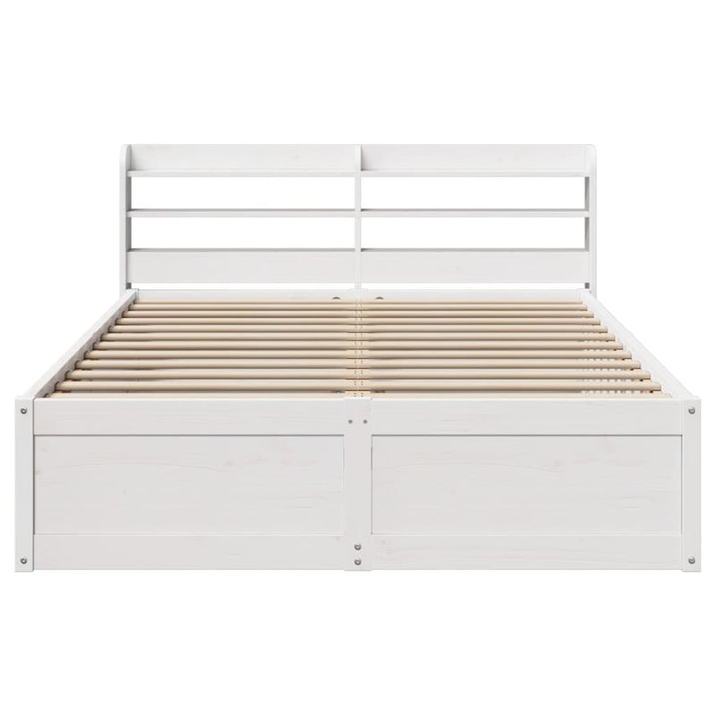 Bed Frame with Headboard White 140x190 cm Solid Wood Pine