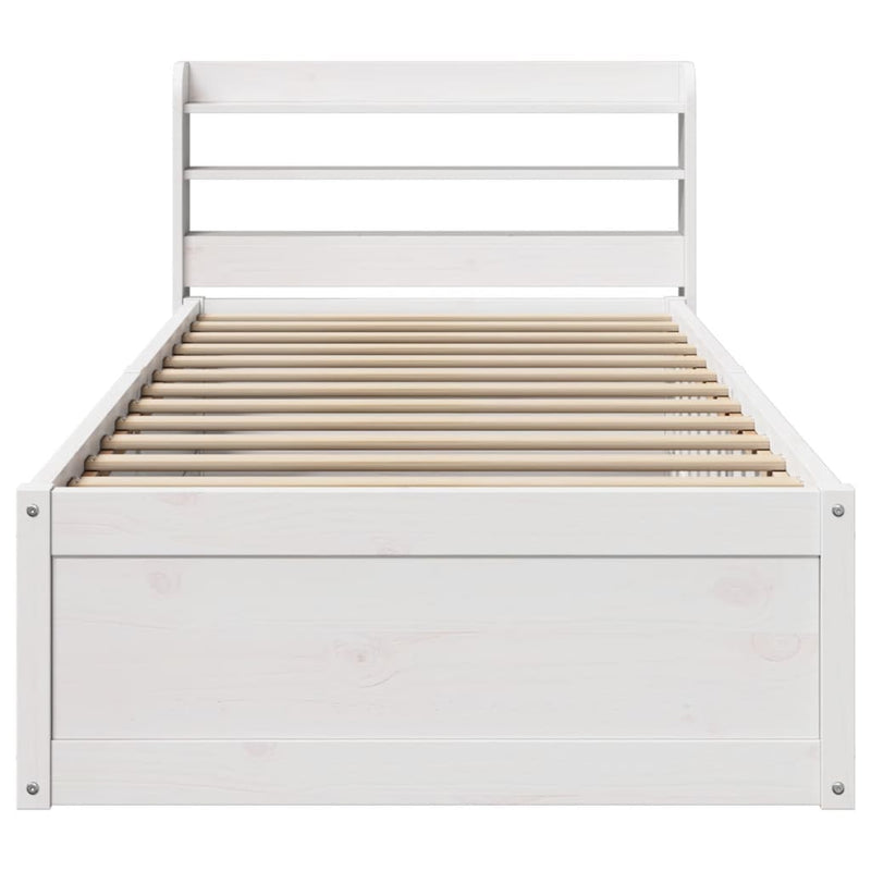 Bed Frame with Headboard White 90x190 cm Single Solid Wood Pine