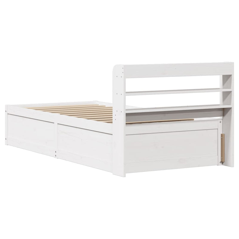 Bed Frame with Headboard White 90x190 cm Single Solid Wood Pine