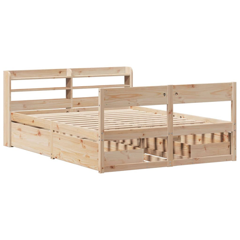 Bed Frame without Mattress 150x200 cm King Size Solid Wood Pine