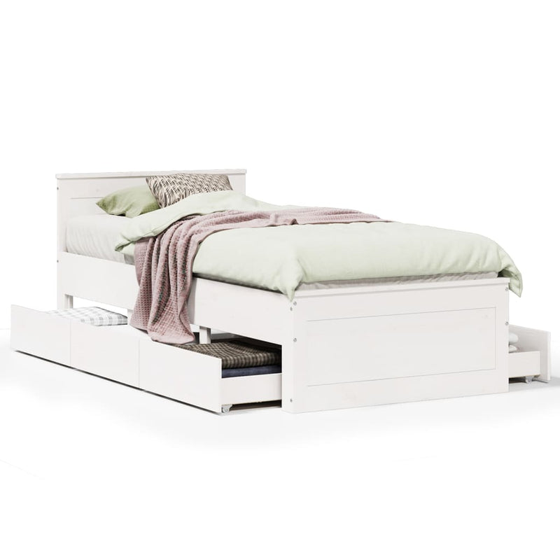 Bed Frame without Mattress with Headboard White 90x200 cm Solid Wood Pine