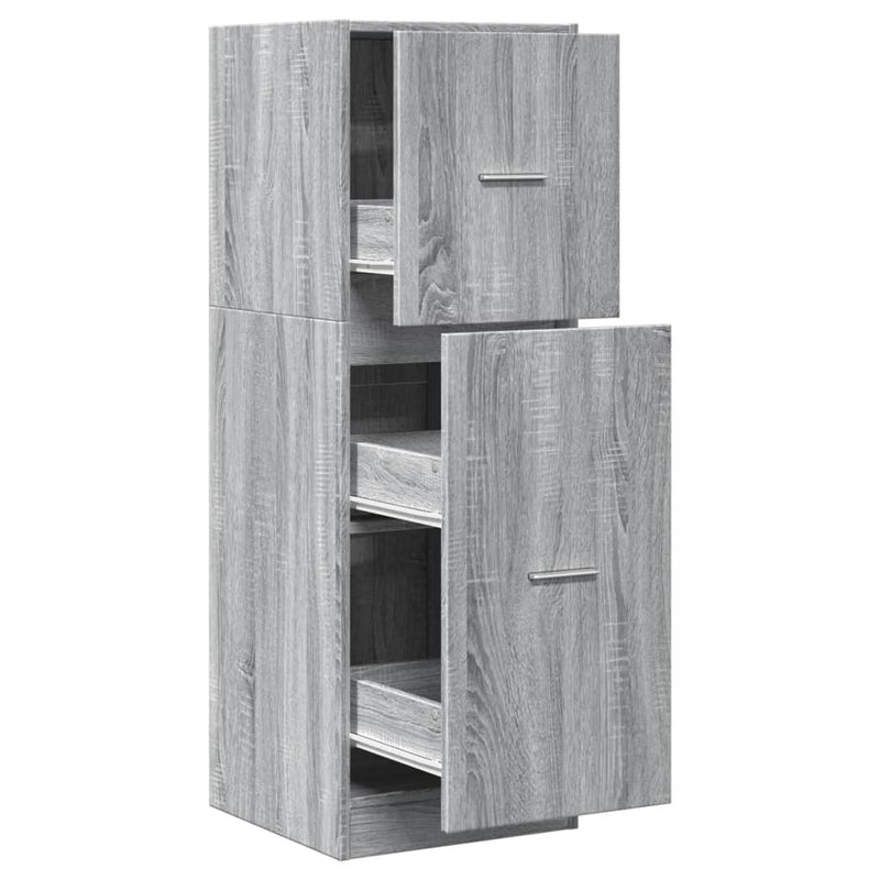 Modern Wooden Apothecary Storage Cabinet Unit With 2 Pull Out Drawers Doors Wood