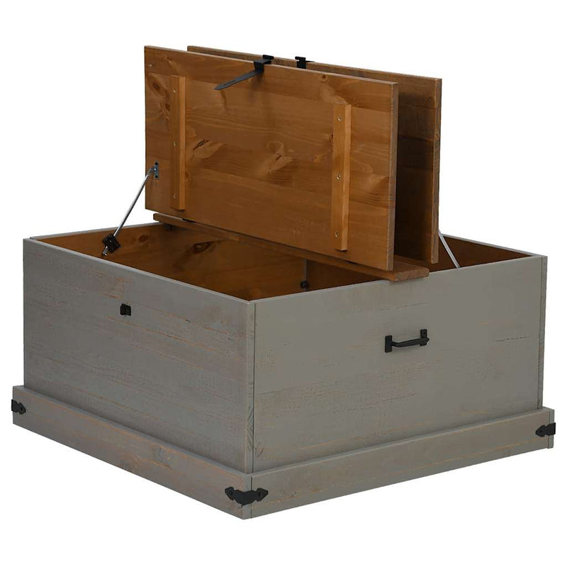 Storage Chest HALDEN Grey 91x91x47 cm Solid Wood Pine