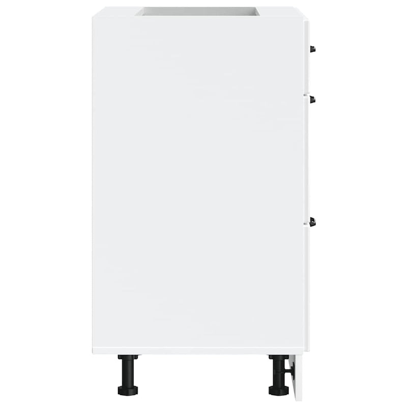 Kitchen Base Cabinet "Kalmar" High Gloss White Engineered Wood