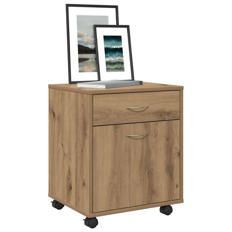 Rolling Cabinet Artisan Oak 45x38x54 cm Engineered Wood