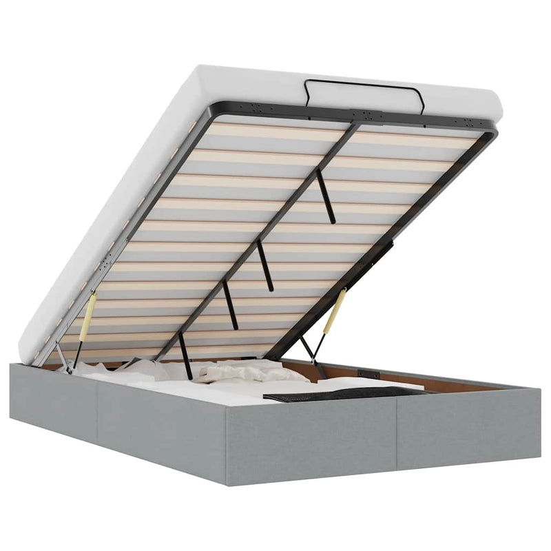Ottoman Bed Frame without Mattress Light Grey Double Fabric