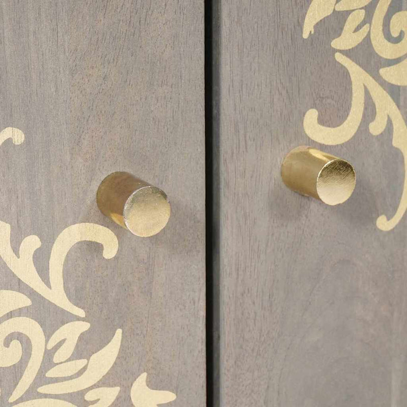 Sideboard Grey and Gold 60 x 33.5 x 75 cm Solid Mango wood
