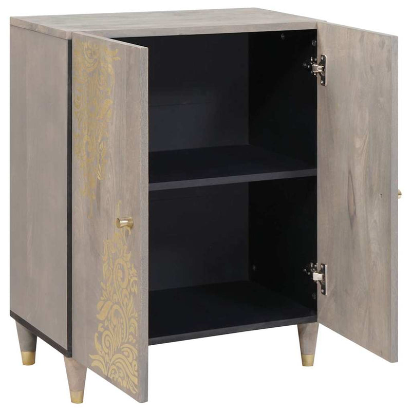 Sideboard Grey and Gold 60 x 33.5 x 75 cm Solid Mango wood