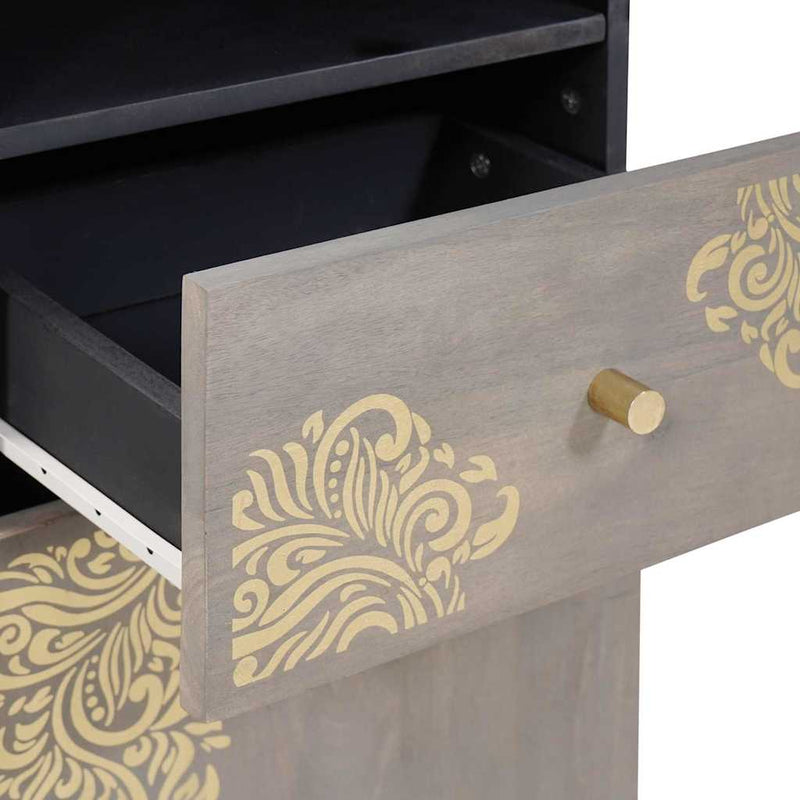 Sideboard with Drawer Grey 38 x 33.5 x 160 cm Solid Mango wood