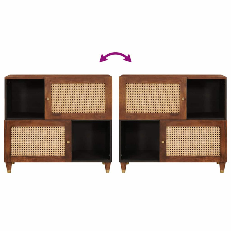 Sideboard Brown 80 x 33.5 x 75 cm Cane and solid mango wood