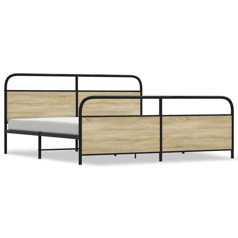 Metal Bed Frame without Mattress Sonoma Oak 200x200 cm