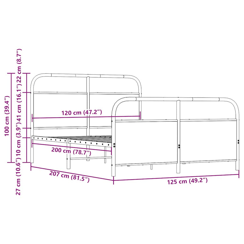 Bed Frame Without Mattress 120x200 cm Sonoma Oak Engineered Wood