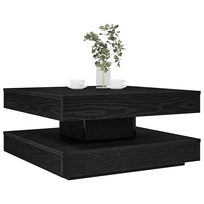 Coffee Table 360-Degree Rotatable Black 70x70x34.5 cm