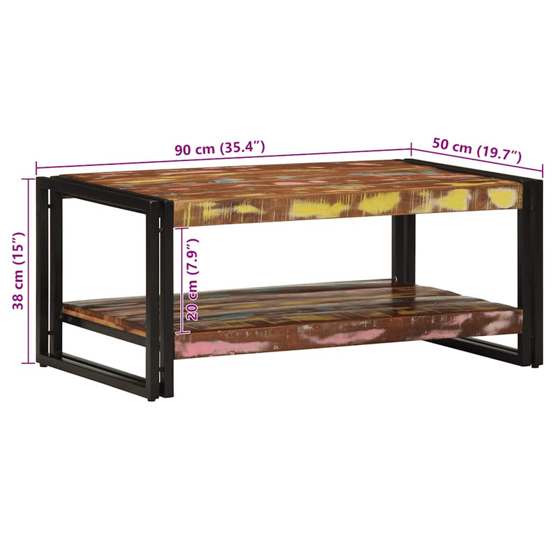 Coffee Table Multicolour 90x50x38 cm Solid Wood Reclaimed