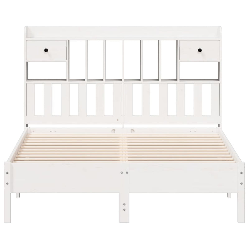 Bookcase Bed without Mattress White 140x200 cm Solid Wood Pine