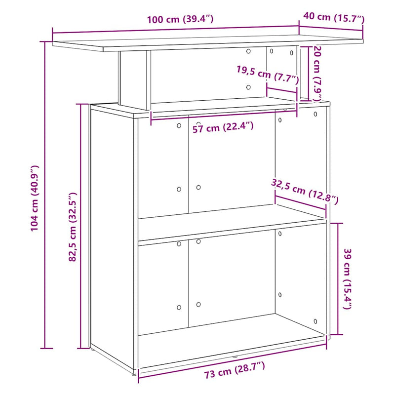 Reception Desk Old Wood 100x40x104 cm Engineered Wood