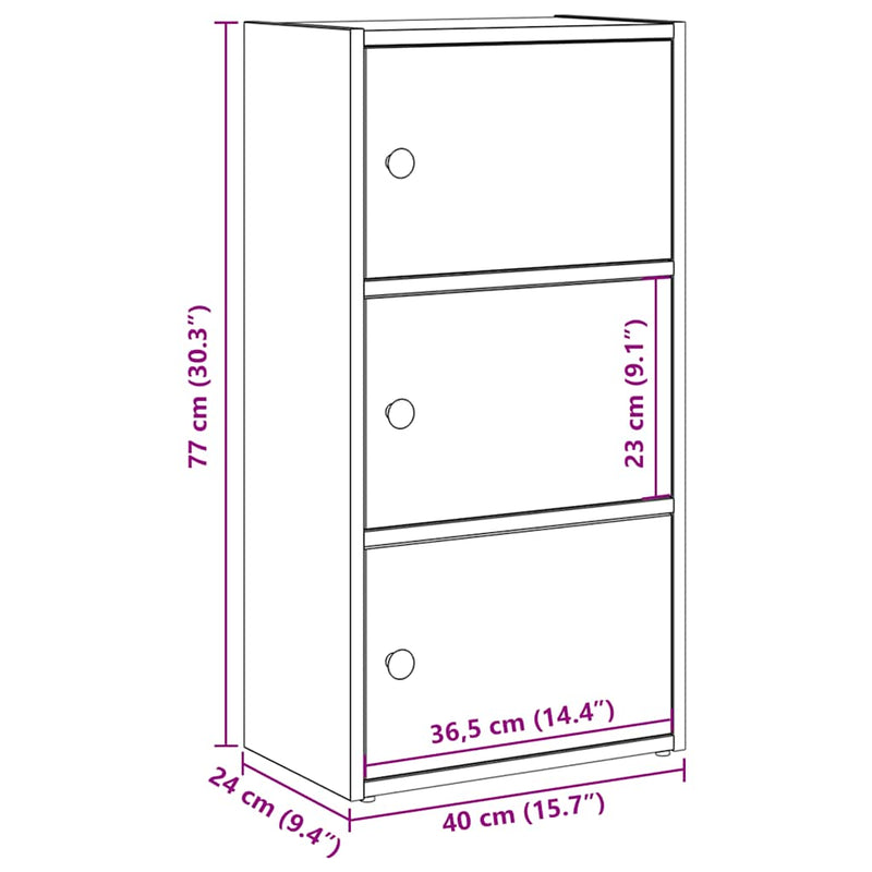 Bookcase Artisan Oak 40x24x77 cm Engineered Wood