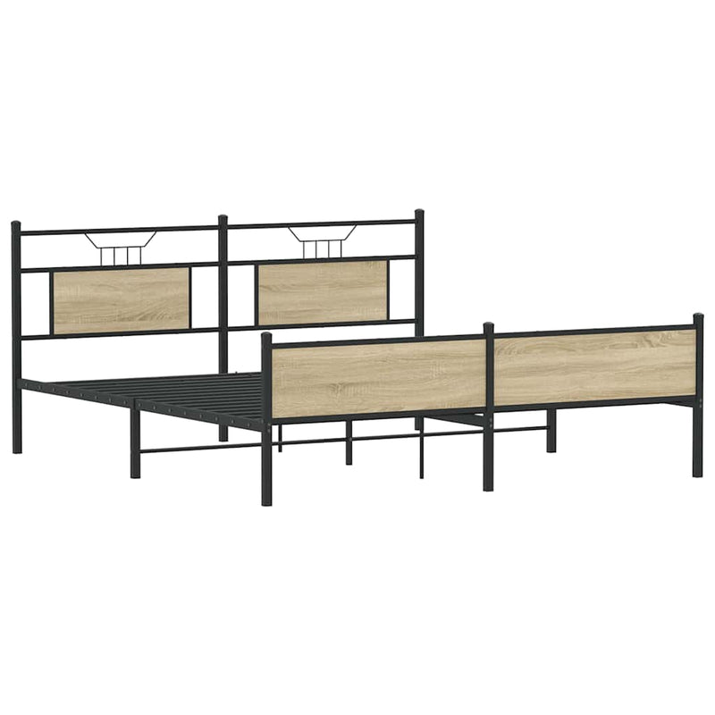 Metal Bed Frame without Mattress Sonoma Oak 183x213 cm